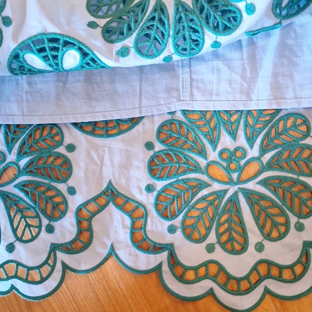 Farm Rio Richelieu Broderie Anglaise Sea Theme Midi Skirt Blue & Green XL - Picture 9 of 11